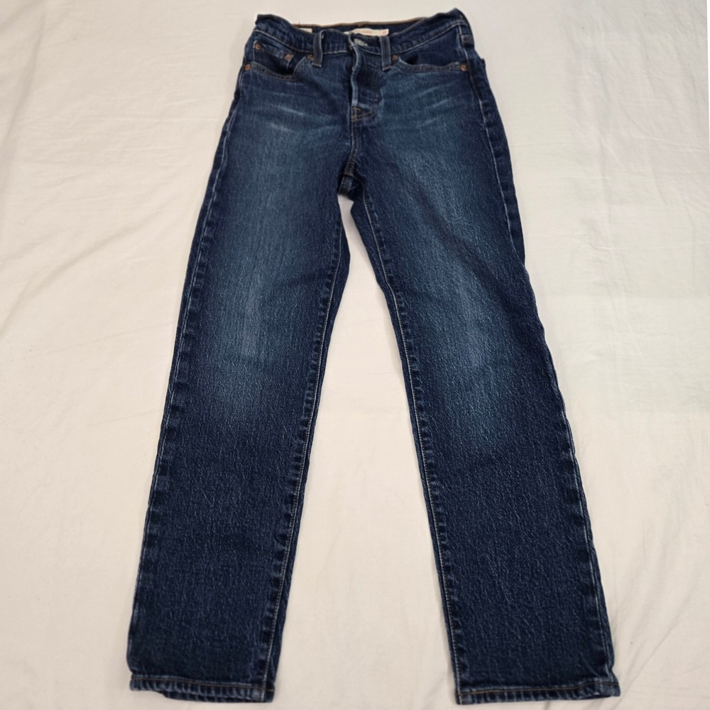 Levis Premium Wedgie Straight Jeans W23 L26 Button‎ Fly Dark Wash High Rise